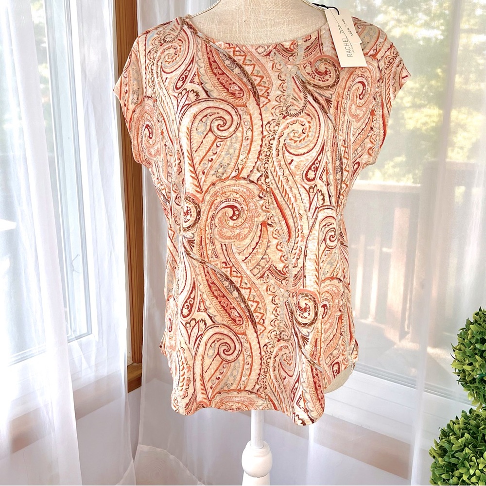 Rachel Zoe Linen To Love 100% Linen Paisley Print Size Small NWT - Picture 3 of 13